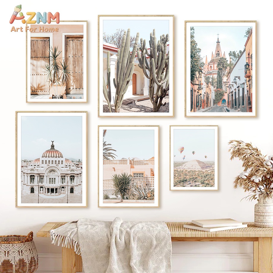 Wall Texture Spray - AZNM Boho Mexican City Landscape Canvas
