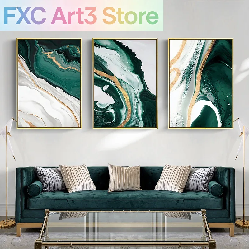 Wall Texture Spray - 1pc frameless,Modern Marble Abstract Green Lines
