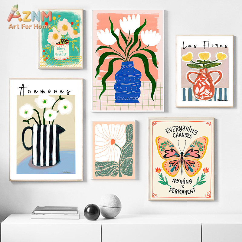 Wall Texture Spray - AZNM Boho Floral Canvas Wall Art